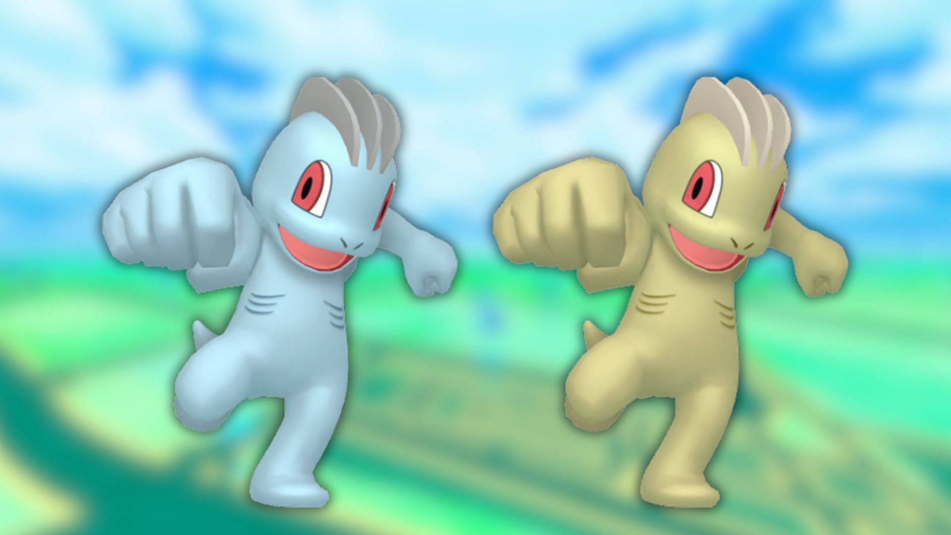 Machop and its shiny variant (Image via The Pokemon Company)